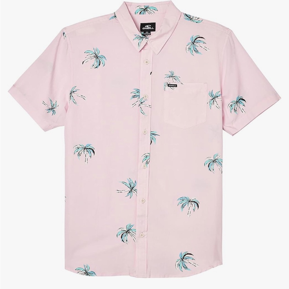 O'NEILL Boys Tropo Palms Short Sleeve Button Up Shirt, Haze